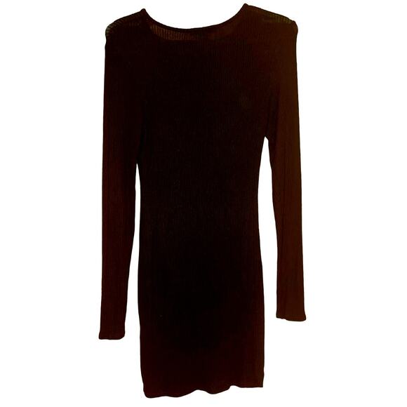 Forever 21 Black Ribbed Bodycon button dress Small - Picture 2 of 4
